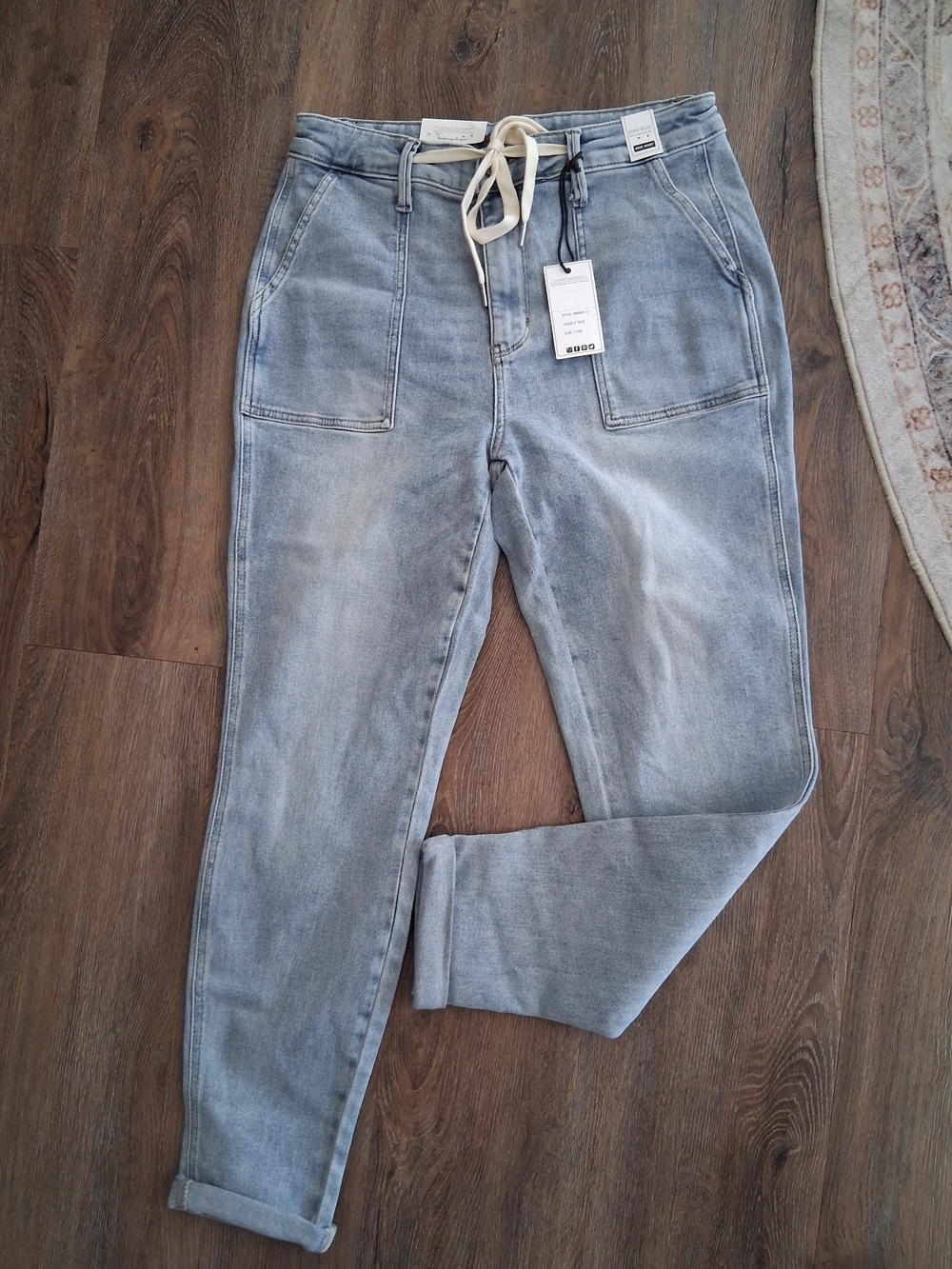 NWT Judy Blue Light Blue Drawstring Jogger Jeans